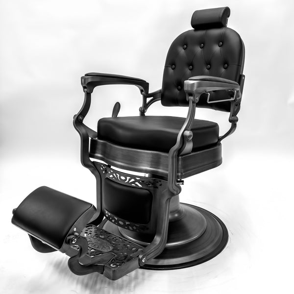 HELIOS Brushed Gray Vintage Style Barber Chair
