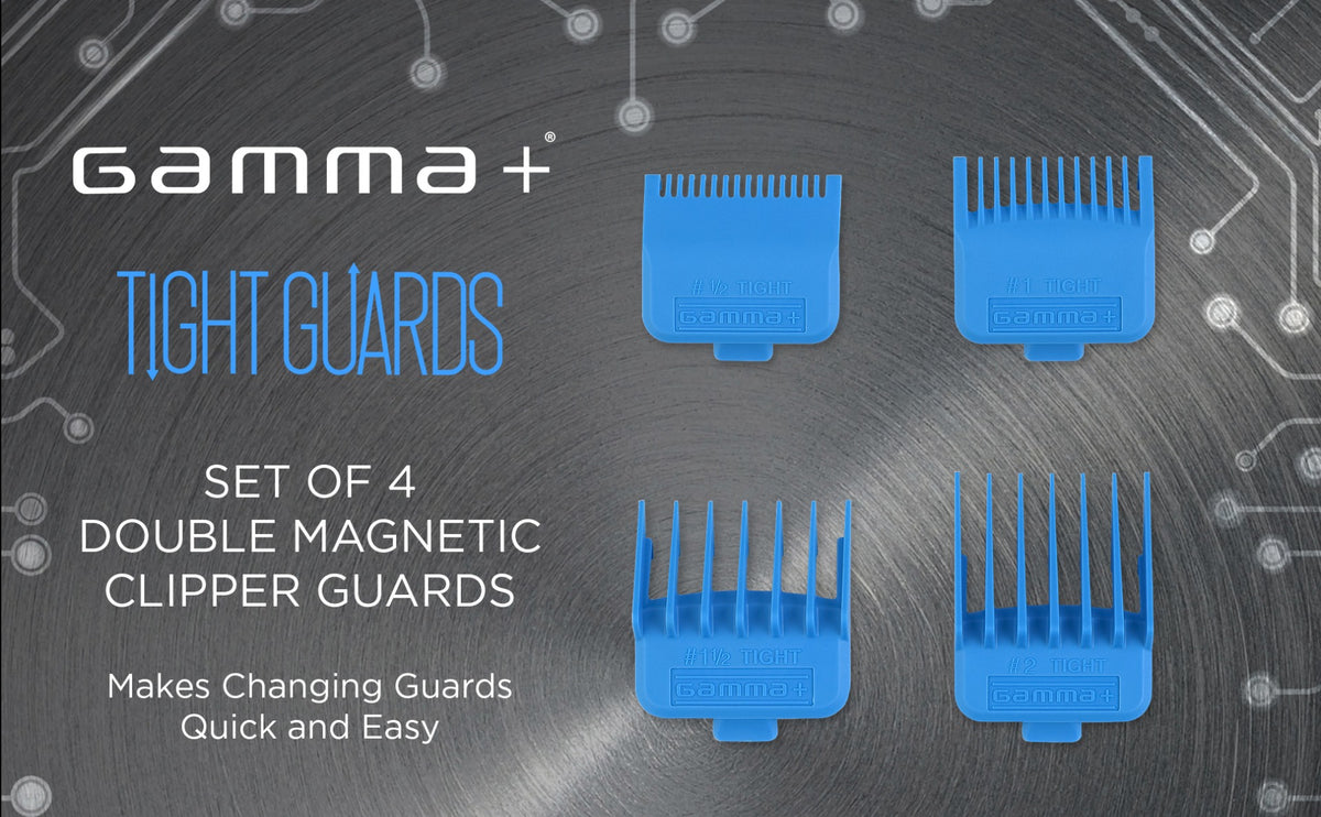 Gamma Dub Magnetic Tight Clipper Guards 4-Pack Cyan Blue