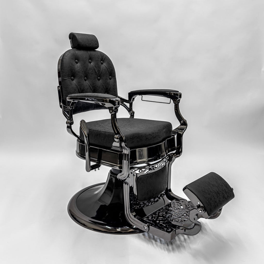 ATLAS 2.0 Black Chrome Vintage Style Barber Chair