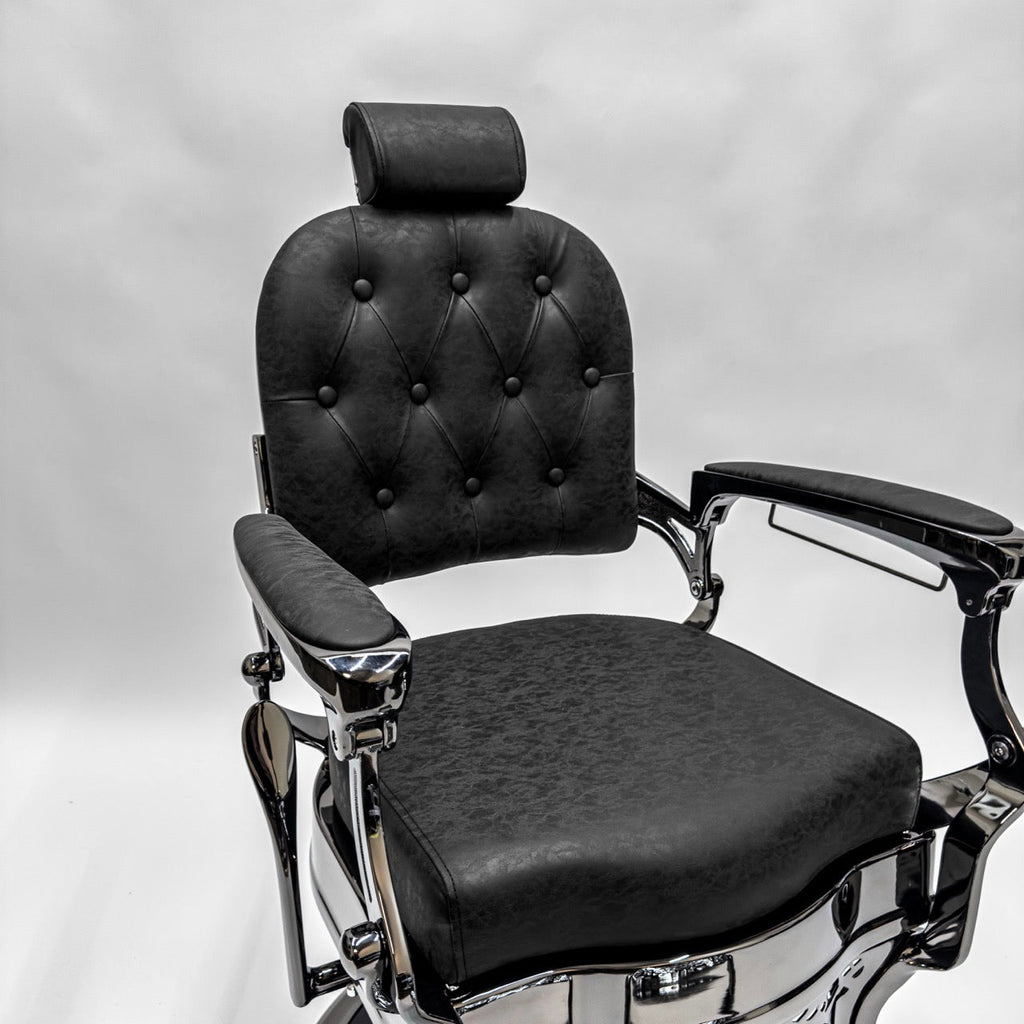 ATLAS 2.0 Black Chrome Vintage Style Barber Chair