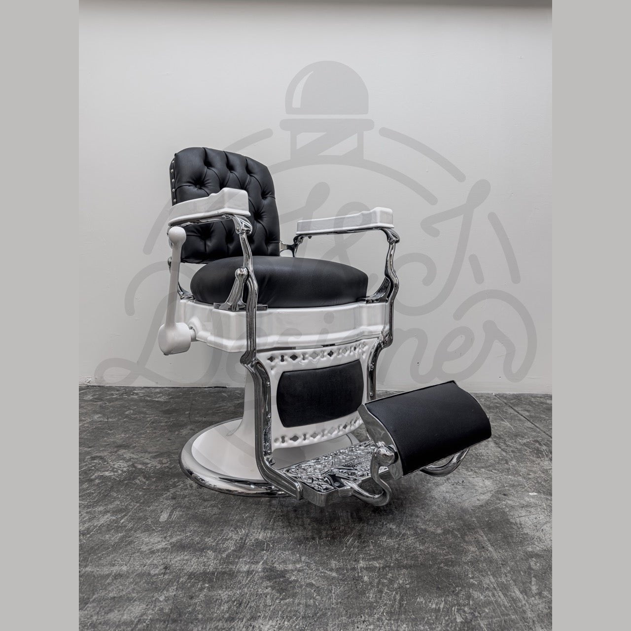 Vintage Koken Barber Chair - Chrome on White
