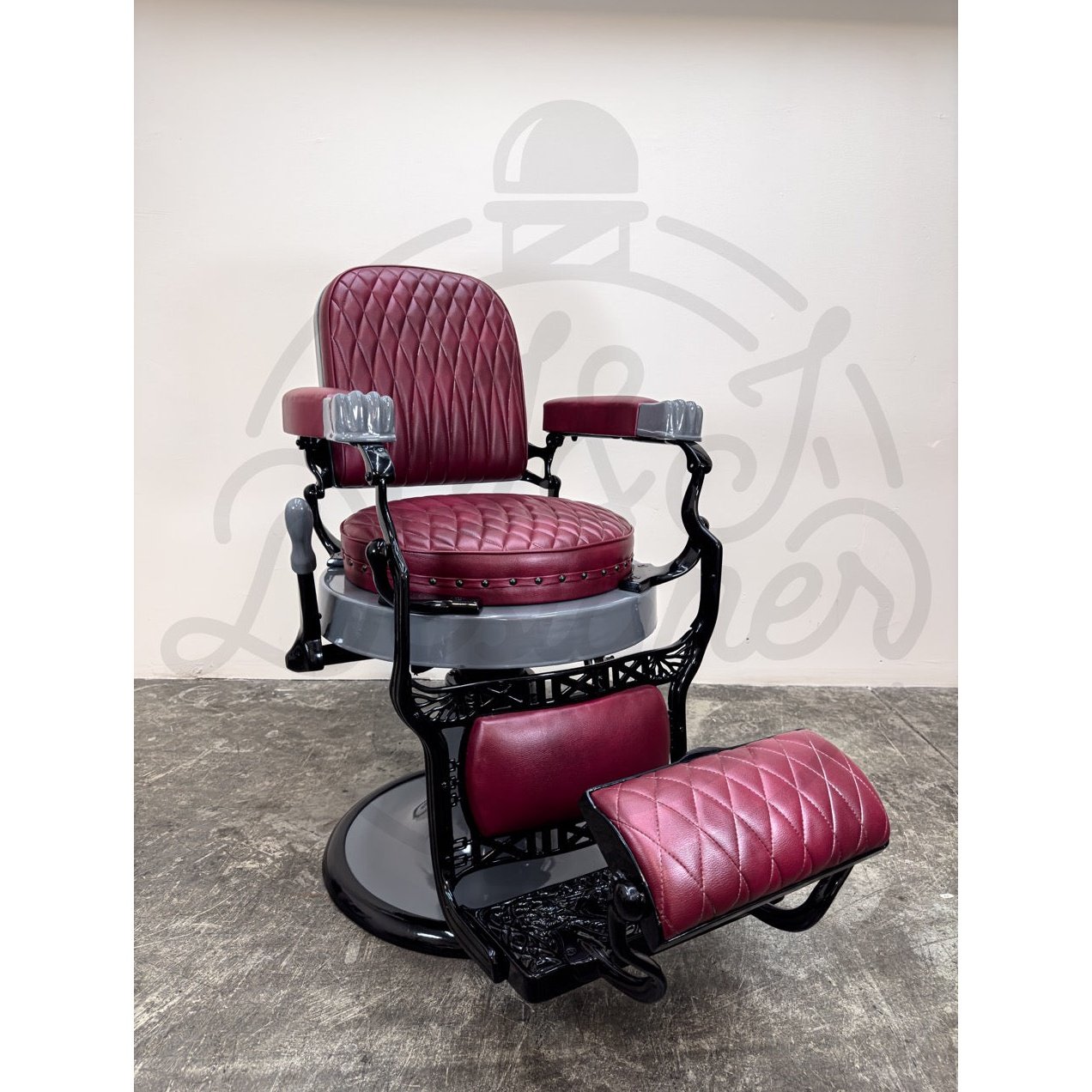 Vintage Koken Barber Chair - Nardo Gray on Black