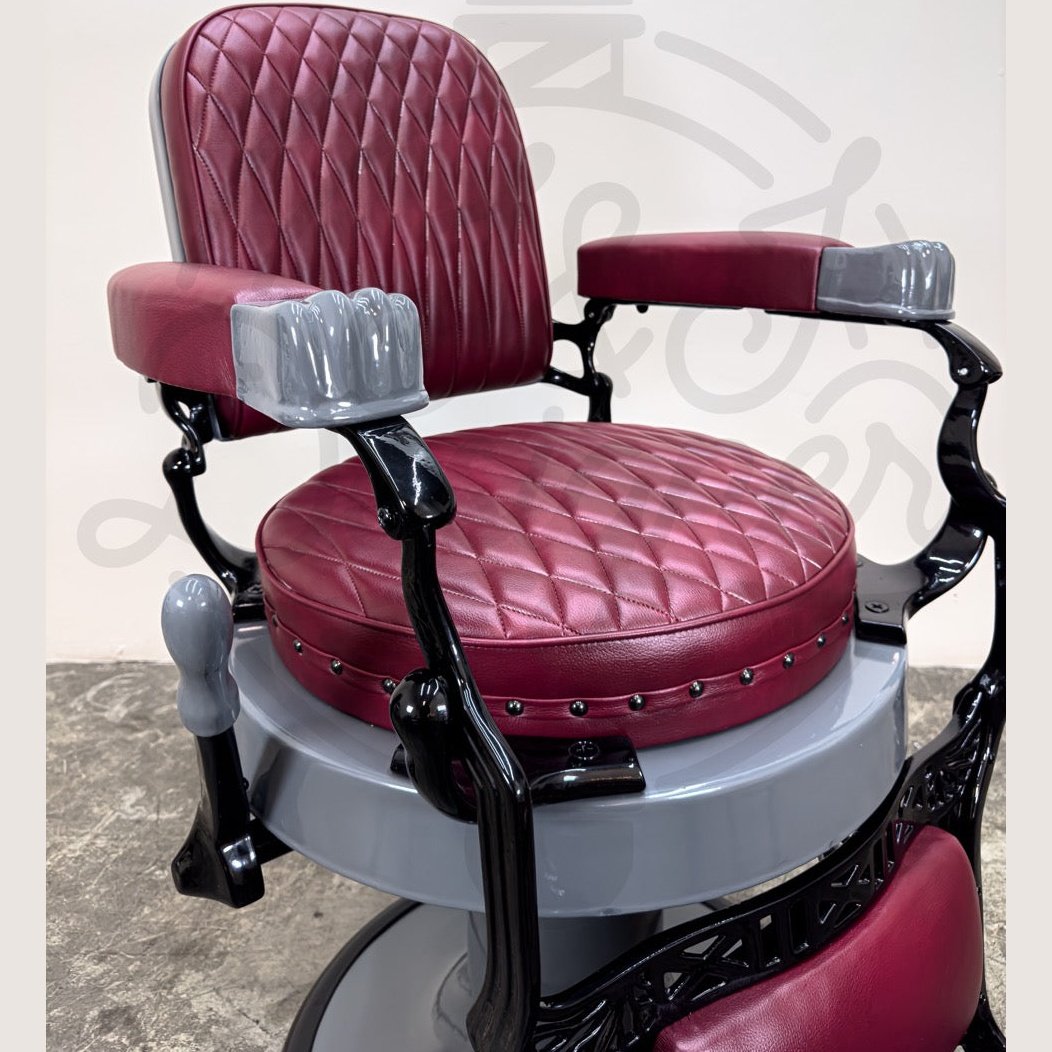 Vintage Koken Barber Chair - Nardo Gray on Black