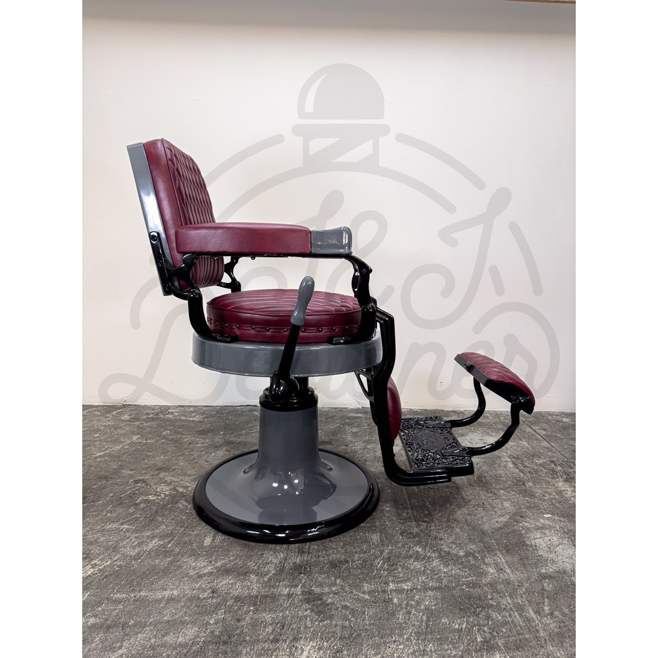 Vintage Koken Barber Chair - Nardo Gray on Black