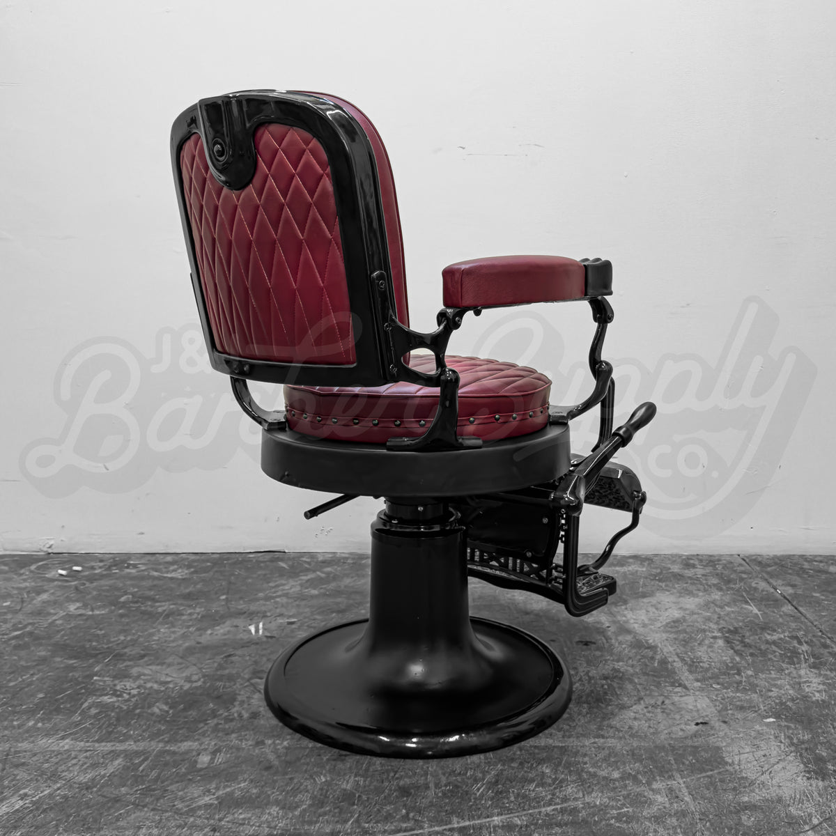 Vintage Round Seat Koken Barber Chair - Black on Black