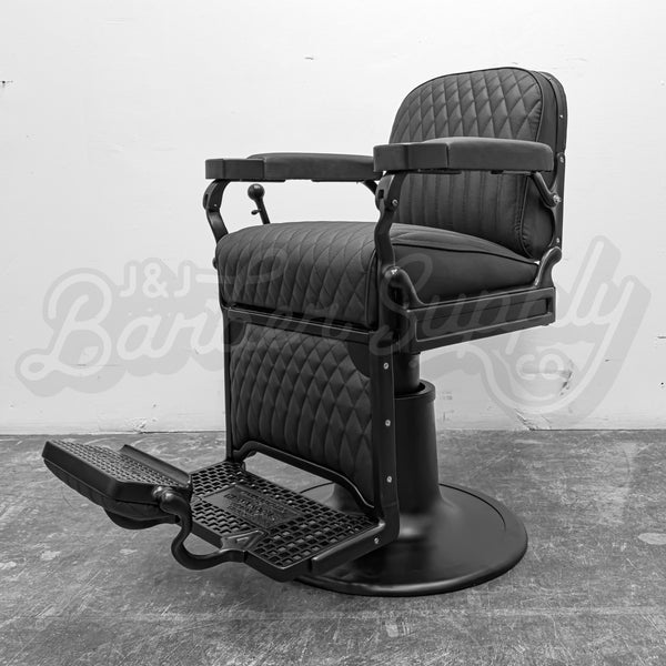 Vintage Theo A Kochs Barber Chair - Matte Black