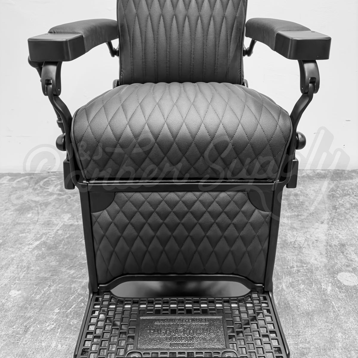 Vintage Theo A Kochs Barber Chair - Matte Black