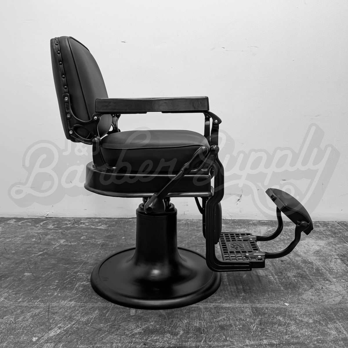 Vintage Koken Barber Chair - Matte Black w/ Classic Upholstery