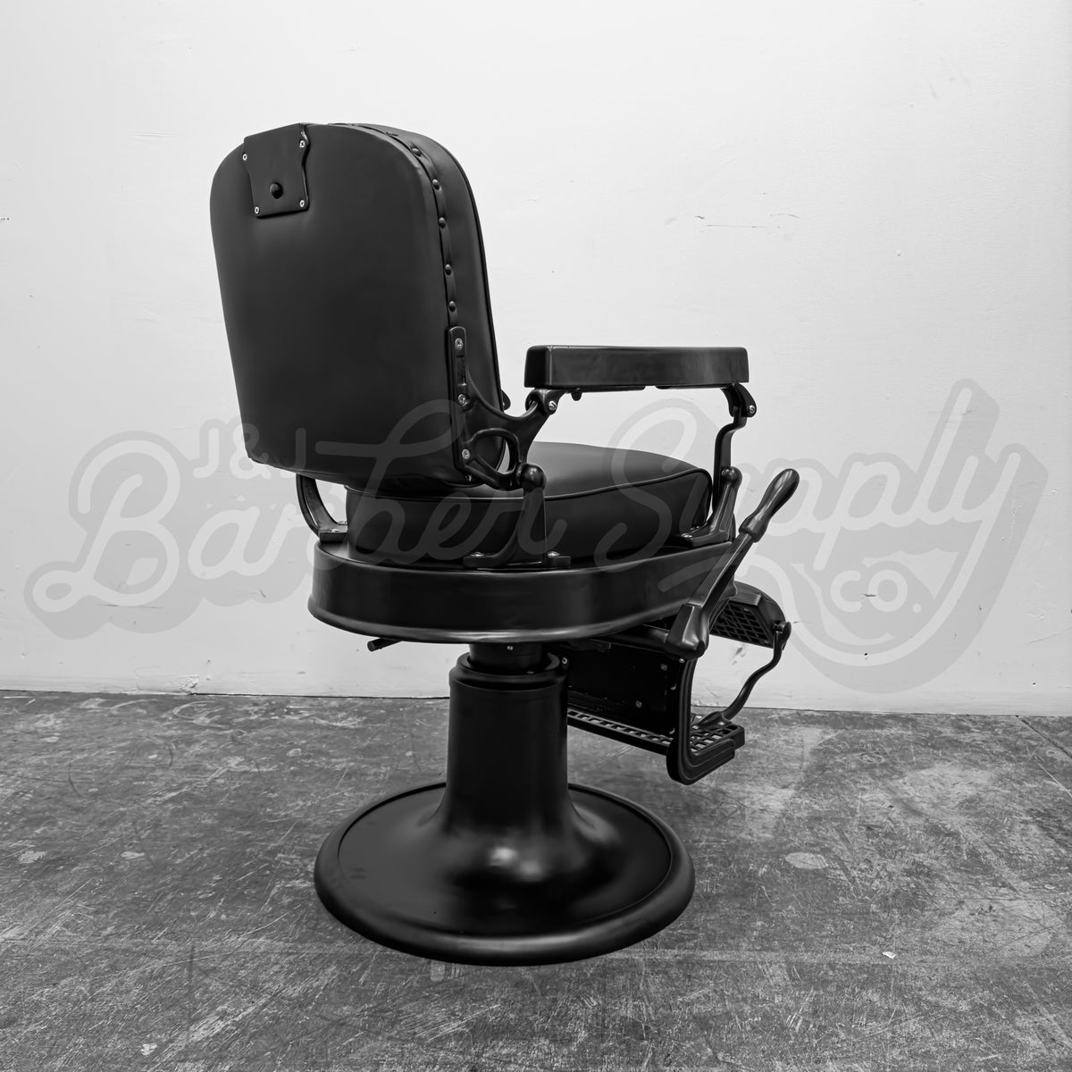 Vintage Koken Barber Chair - Matte Black w/ Classic Upholstery