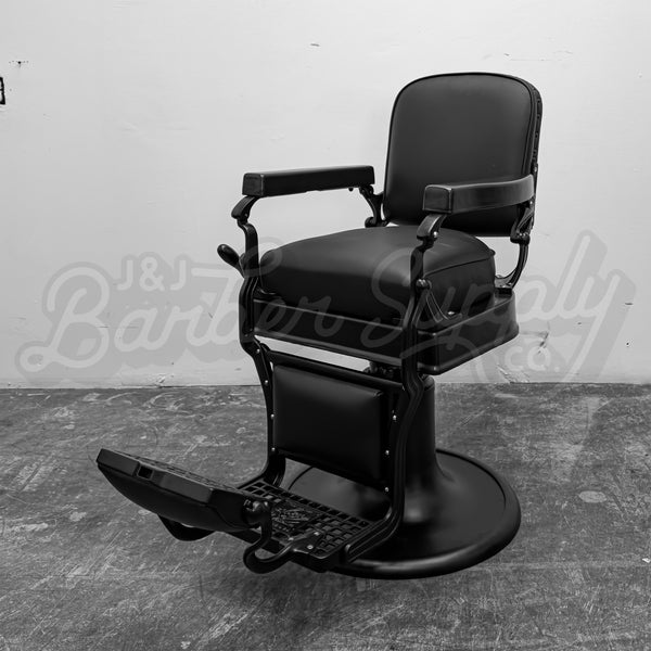 Vintage Koken Barber Chair - Matte Black w/ Classic Upholstery