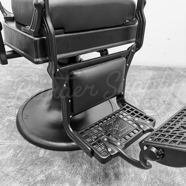 Vintage Koken Barber Chair - Matte Black w/ Classic Upholstery