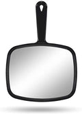 PROTECLE Hand Mirror, 10.3" L x 7.4" W Salon Barber Hairdressing Handheld Mirror with Handle, Square Black|B081NKMFY6