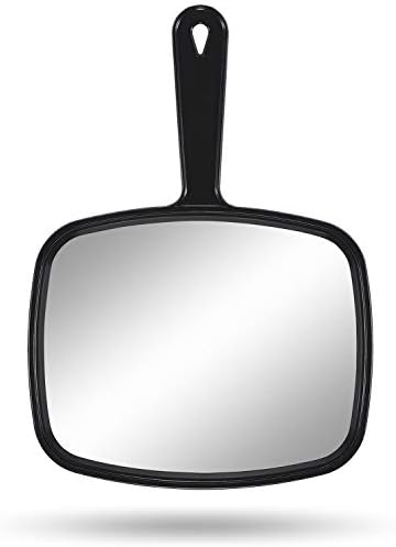 PROTECLE Hand Mirror, 10.3" L x 7.4" W Salon Barber Hairdressing Handheld Mirror with Handle, Square Black|B081NKMFY6
