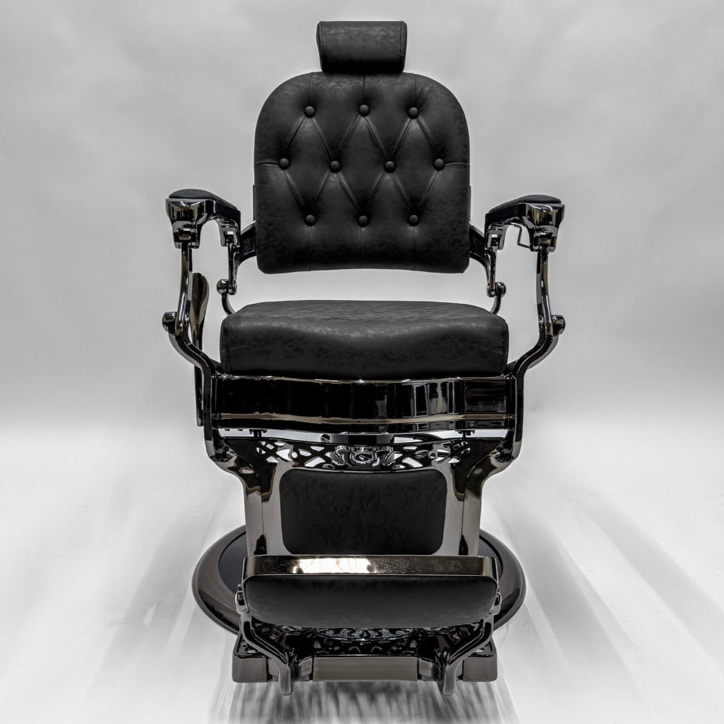 ATLAS 2.0 Black Chrome Vintage Style Barber Chair