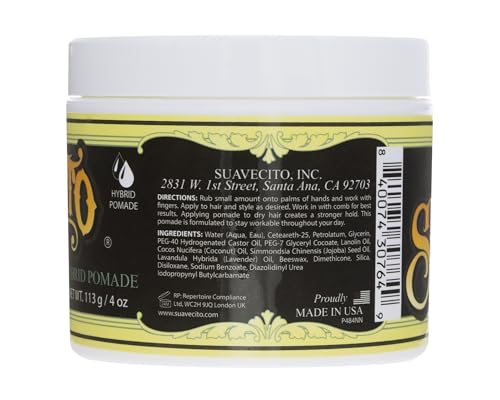 Suavecito Hybrid Pomade For Men - Medium Hold - High Shine - Oil & Water Based Formula - Easy To Wash Out - 4 oz|B0CDNL593F