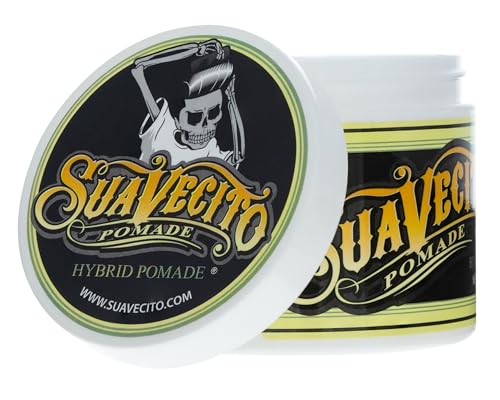Suavecito Hybrid Pomade For Men - Medium Hold - High Shine - Oil & Water Based Formula - Easy To Wash Out - 4 oz|B0CDNL593F