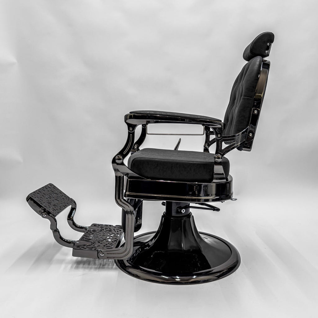 ATLAS 2.0 Black Chrome Vintage Style Barber Chair