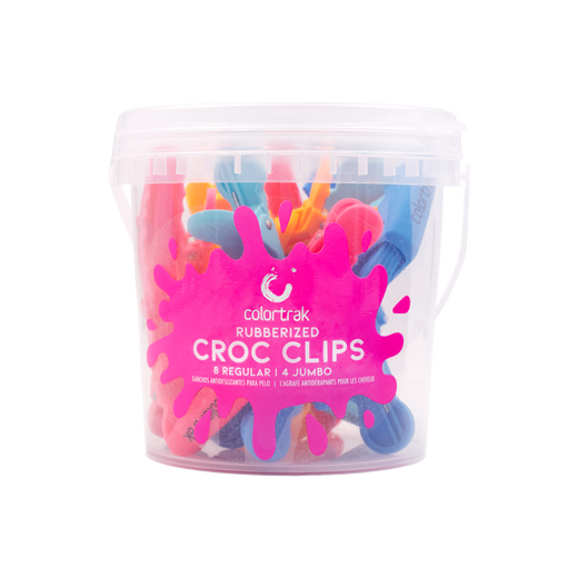 Colortrak Bucket of Clips 12pk 8 reg, 4 jumbo, rubberized