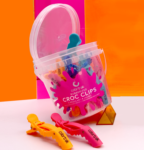 Colortrak Bucket of Clips 12pk 8 reg, 4 jumbo, rubberized