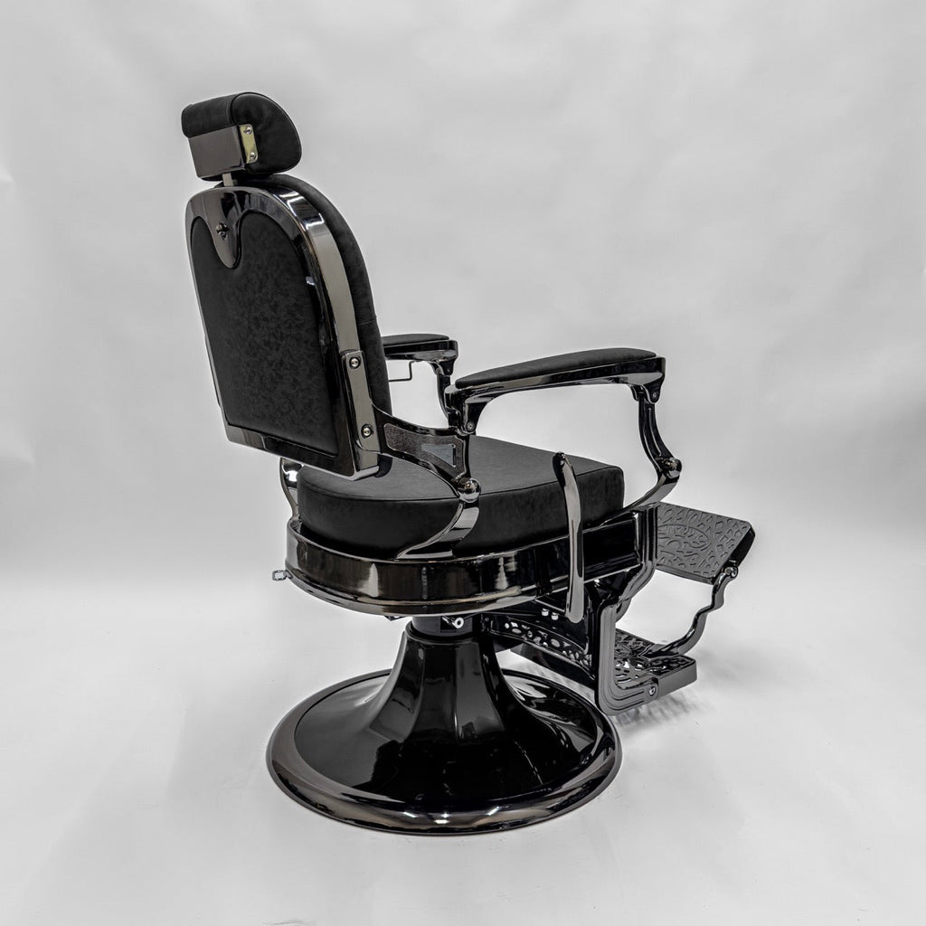 ATLAS 2.0 Black Chrome Vintage Style Barber Chair