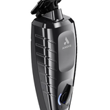 Black Andis trimmer on a white background with blade