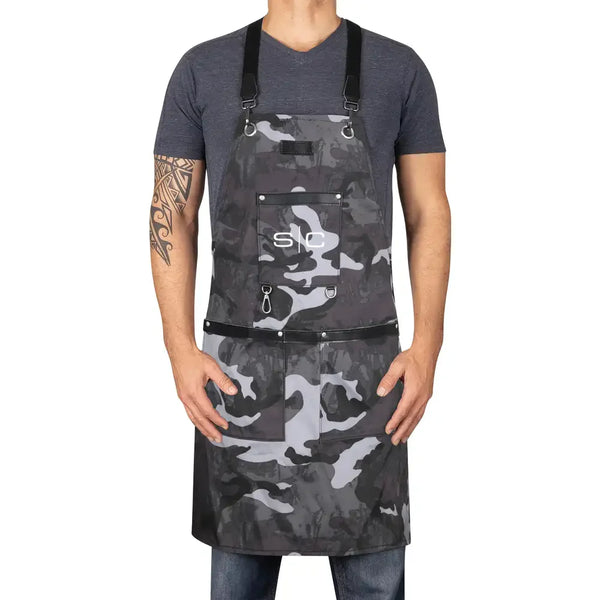 StyleCraft Professional Heavy Weight Waterproof Barber or Salon Hair Cutting Apron Black Camo