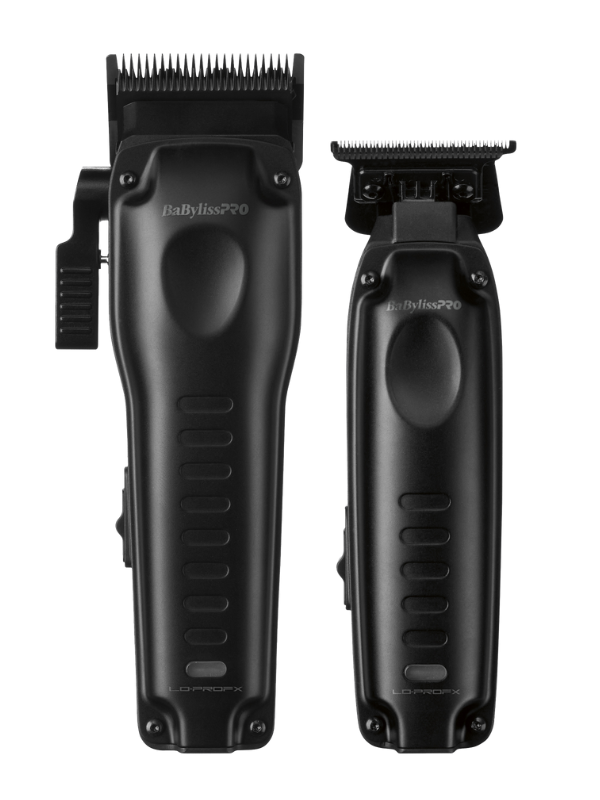 Black hair trimmer set on a white background