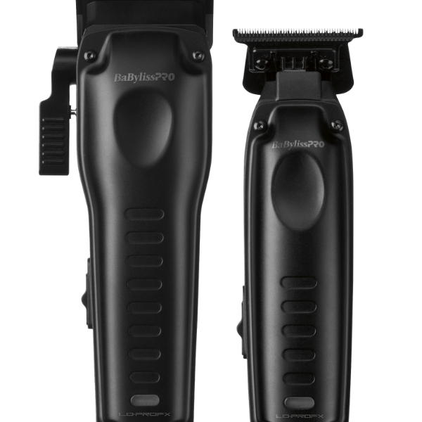 Black hair trimmer set on a white background