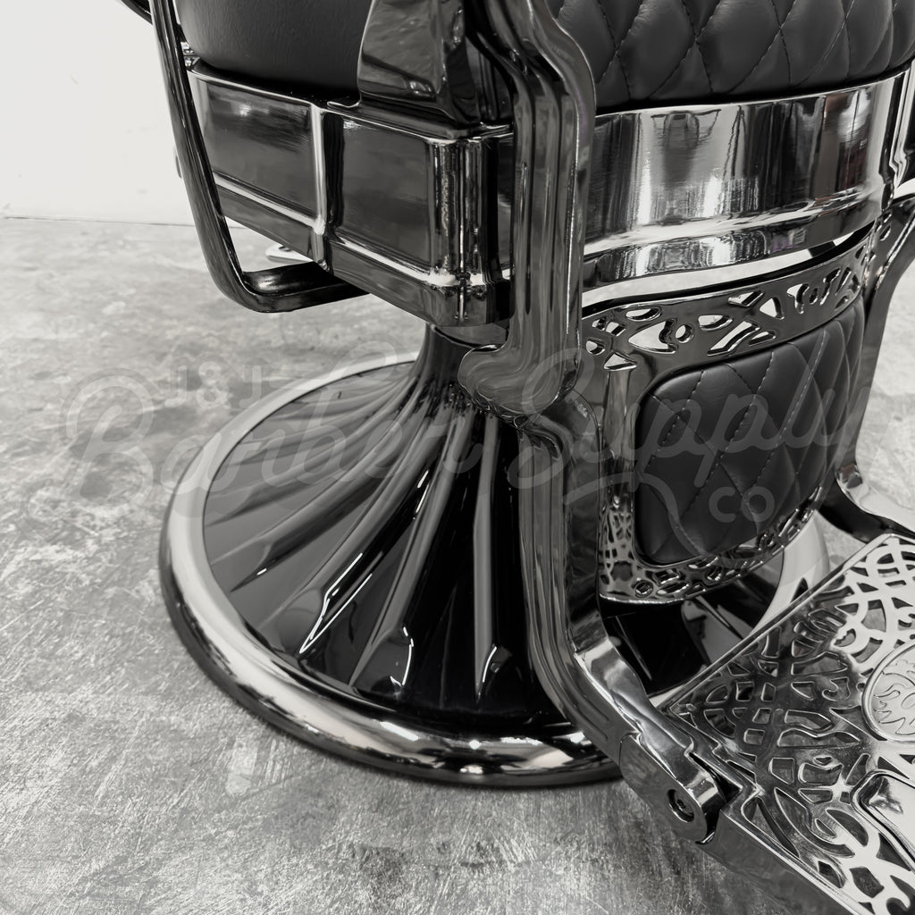 OBSIDIAN Limited Edition Black Chrome Vintage Style Barber Chair