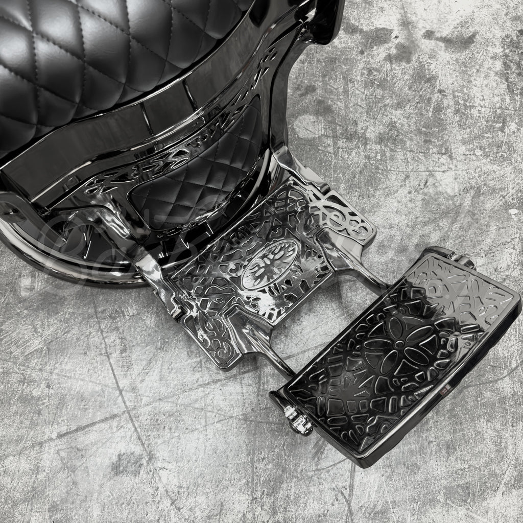 OBSIDIAN Limited Edition Black Chrome Vintage Style Barber Chair