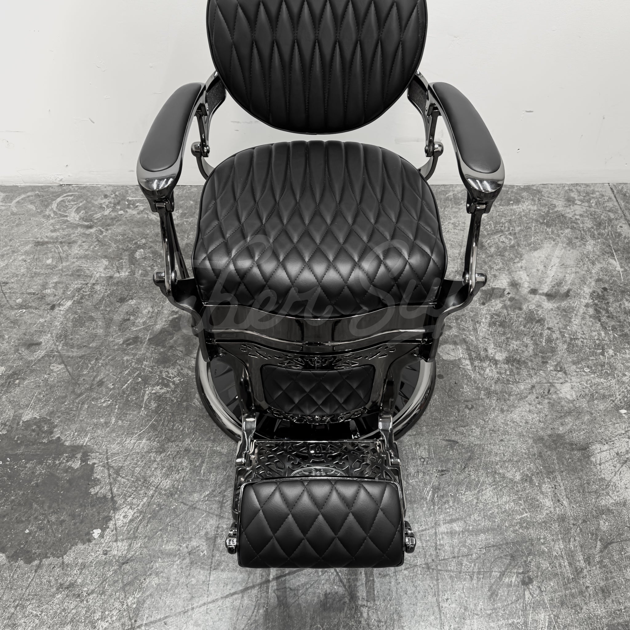 OBSIDIAN Limited Edition Black Chrome Vintage Style Barber Chair