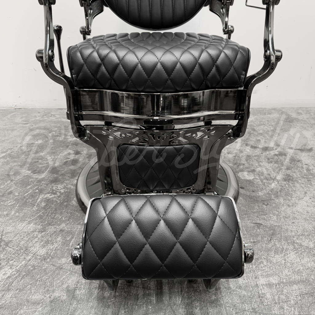 OBSIDIAN Limited Edition Black Chrome Vintage Style Barber Chair