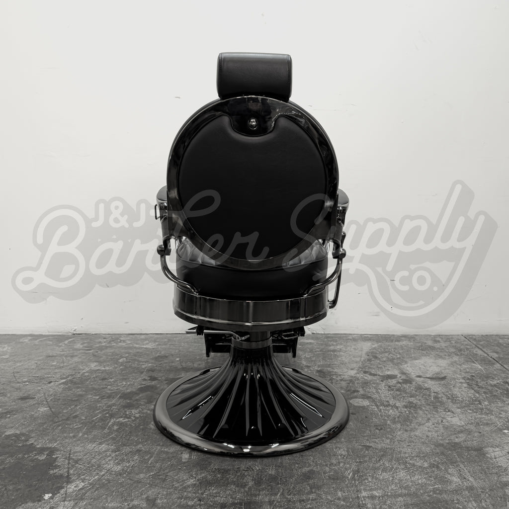 OBSIDIAN Limited Edition Black Chrome Vintage Style Barber Chair