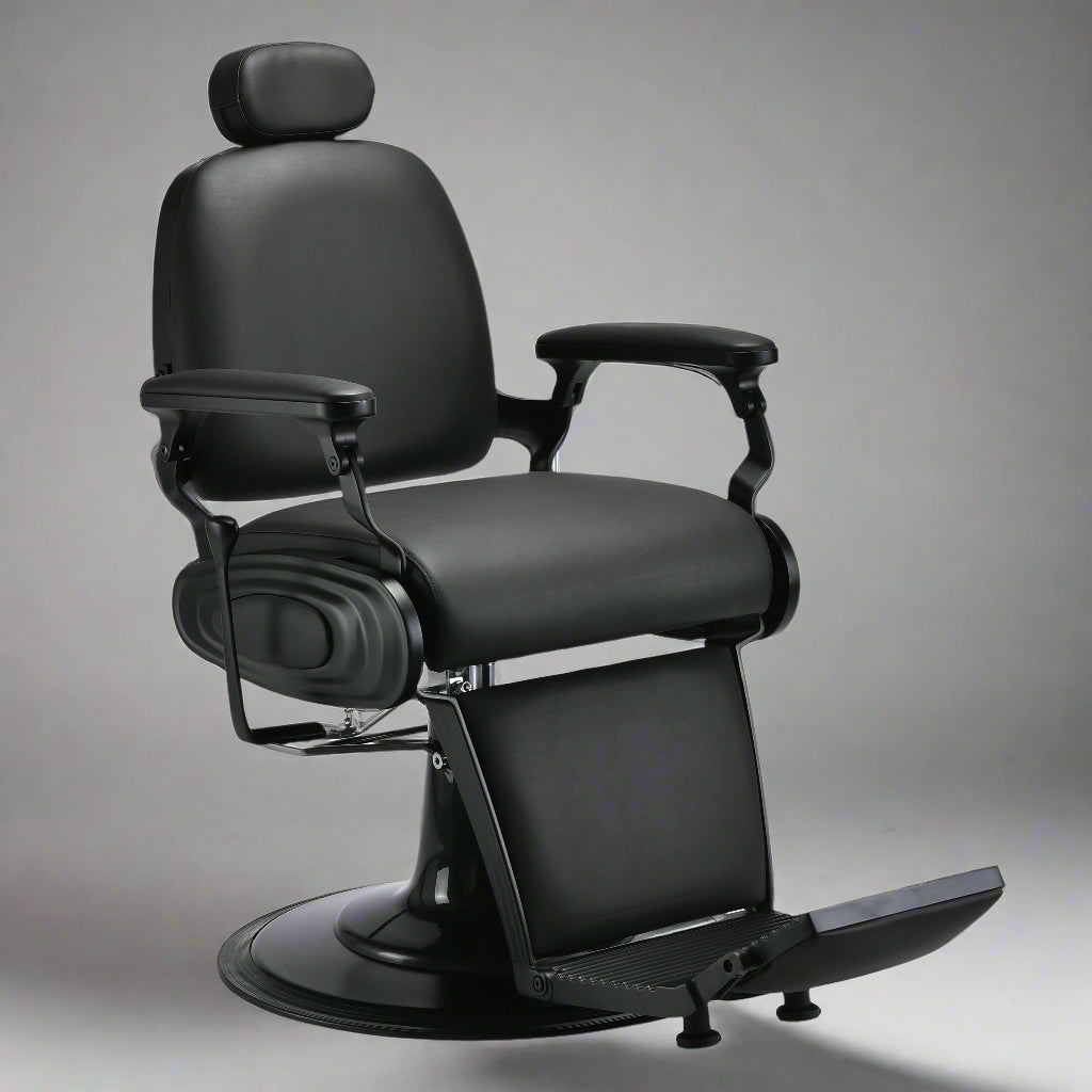 ECLIPSE Matte Black Vintage Style Barber Chair