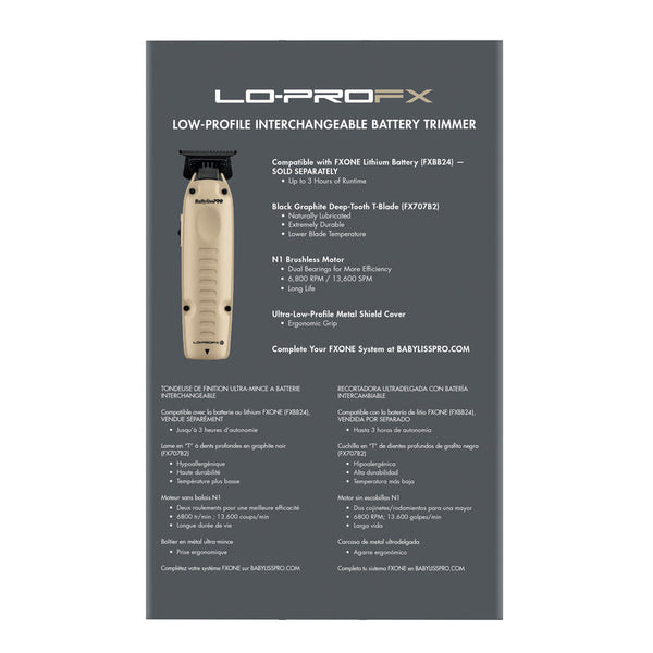 BaBylissPRO FXONE LOPRO FX Low-Profile Sand Interchangeable Battery Trimmer - TOOL ONLY