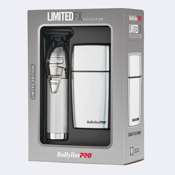 BaBylissPRO LimitedFX Silver Trimmer and Double Foil Shaver Combo
