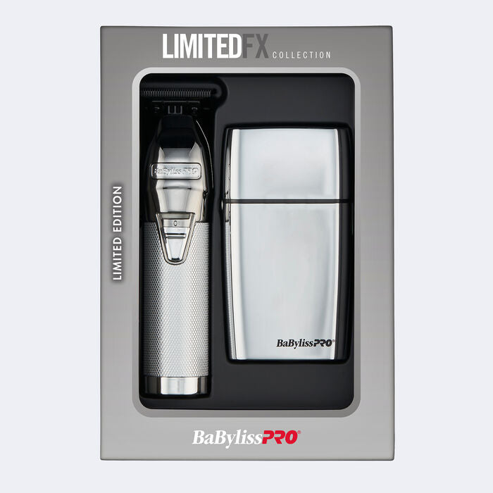 BaBylissPRO LimitedFX Silver Trimmer and Double Foil Shaver Combo