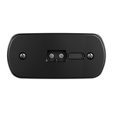 Black electronic device with ports on a white background