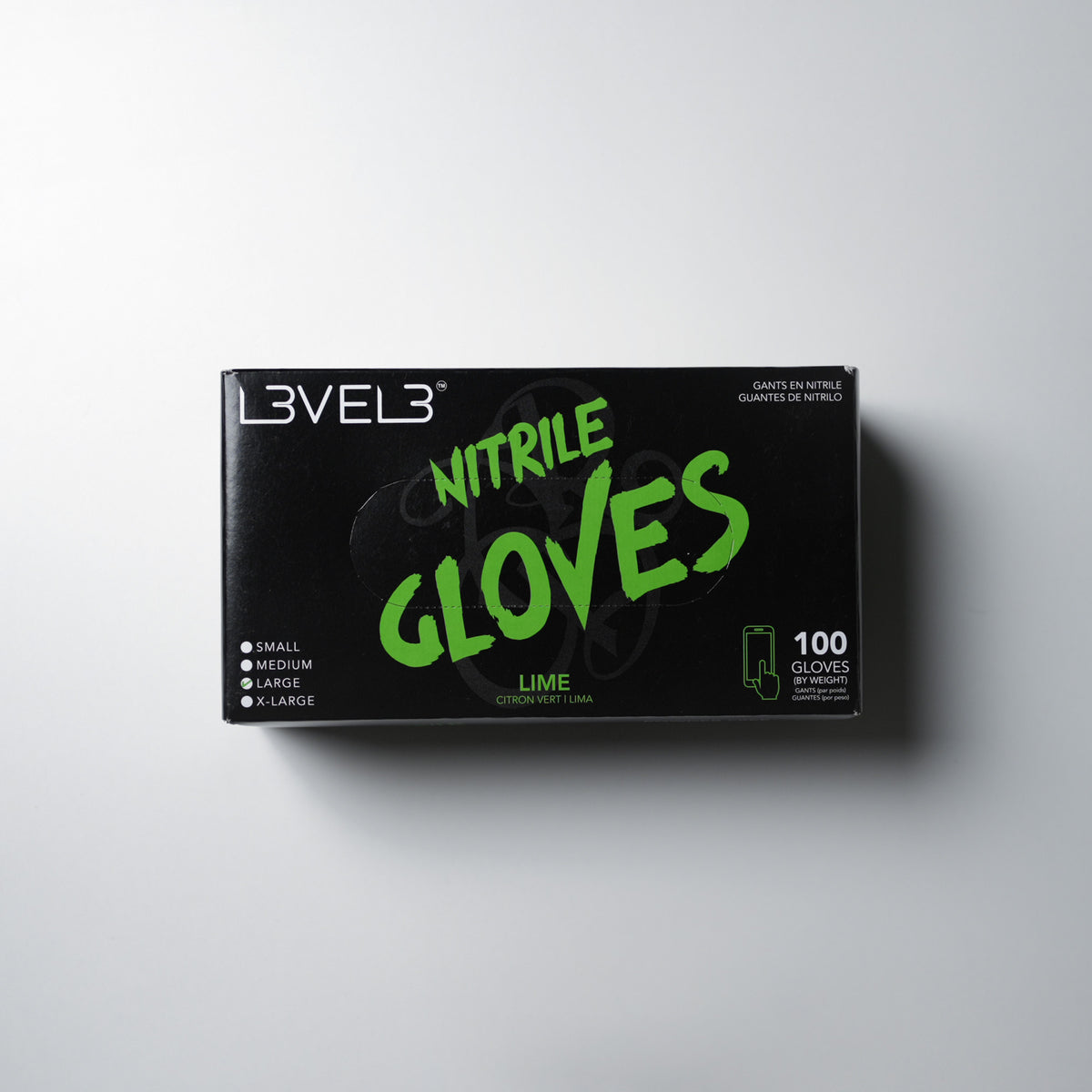 L3VEL3 Professional Nitrile Gloves Lime - 100 Pack