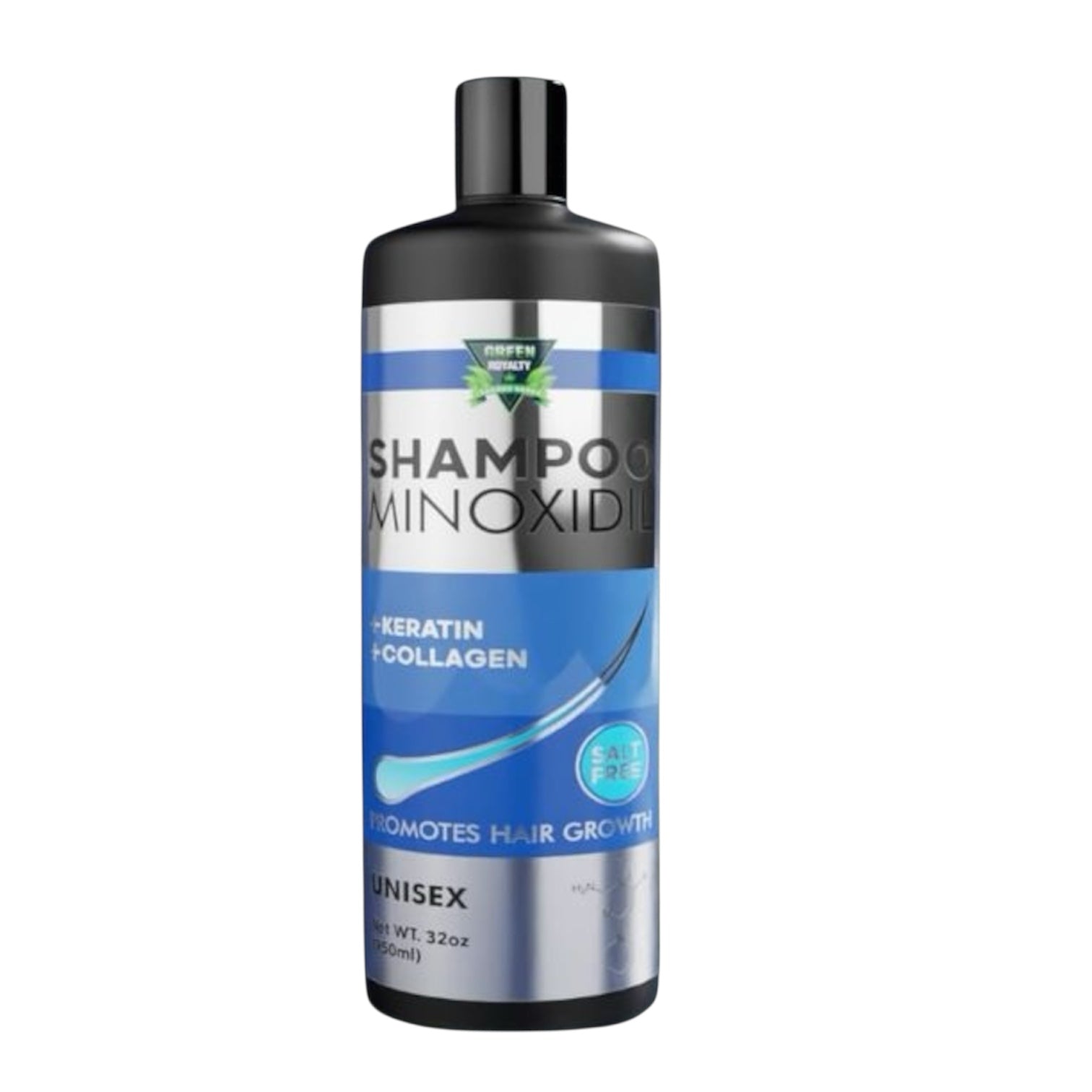 GREEN ROYALTY Minoxidil Shampoo – Sulfate-Free with Keratin & Collagen – Deep Cleansing & Nourishing Formula for Fuller, Thicker-Looking Hair – Unisex – 32oz (950ml)