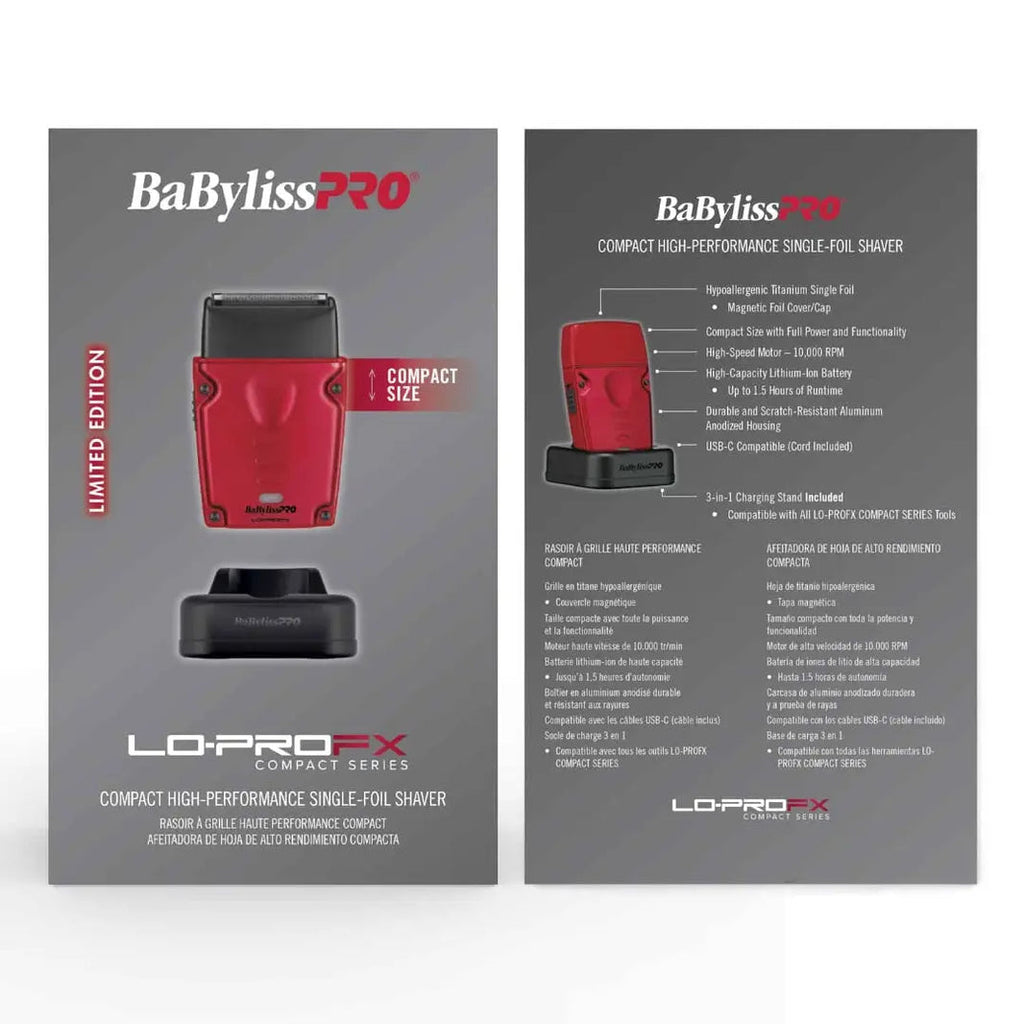 BaBylissPRO LoProFX Compact Shaver Single-Foil Red