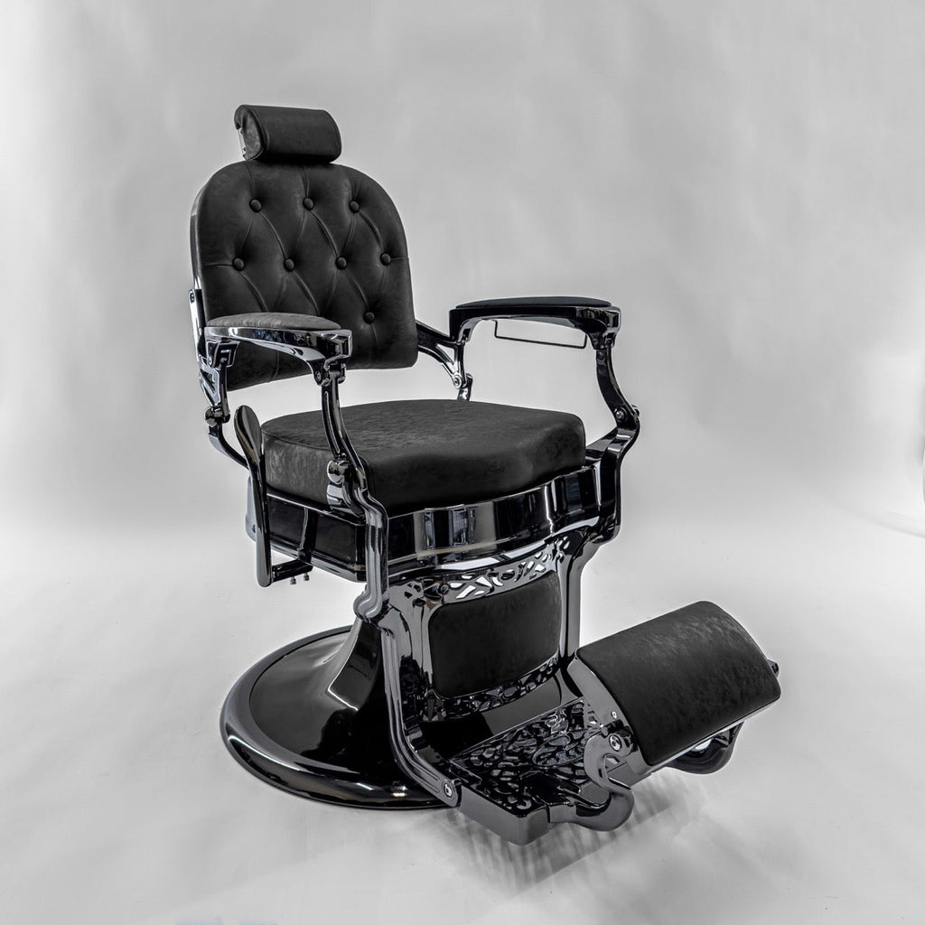 ATLAS 2.0 Black Chrome Vintage Style Barber Chair
