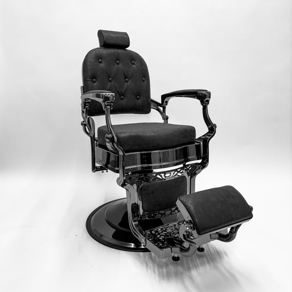 ATLAS Black Chrome Vintage Style Barber Chair