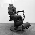 Antique Round Seat Koken Barber Chair - Matte & Gloss Black