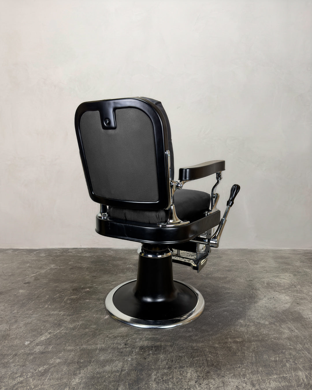 Vintage Theo A Kochs Barber Chair - Black and Chrome