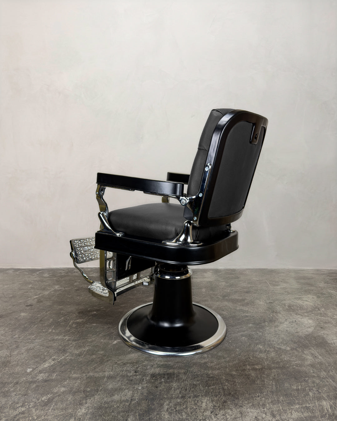 Vintage Theo A Kochs Barber Chair - Black and Chrome
