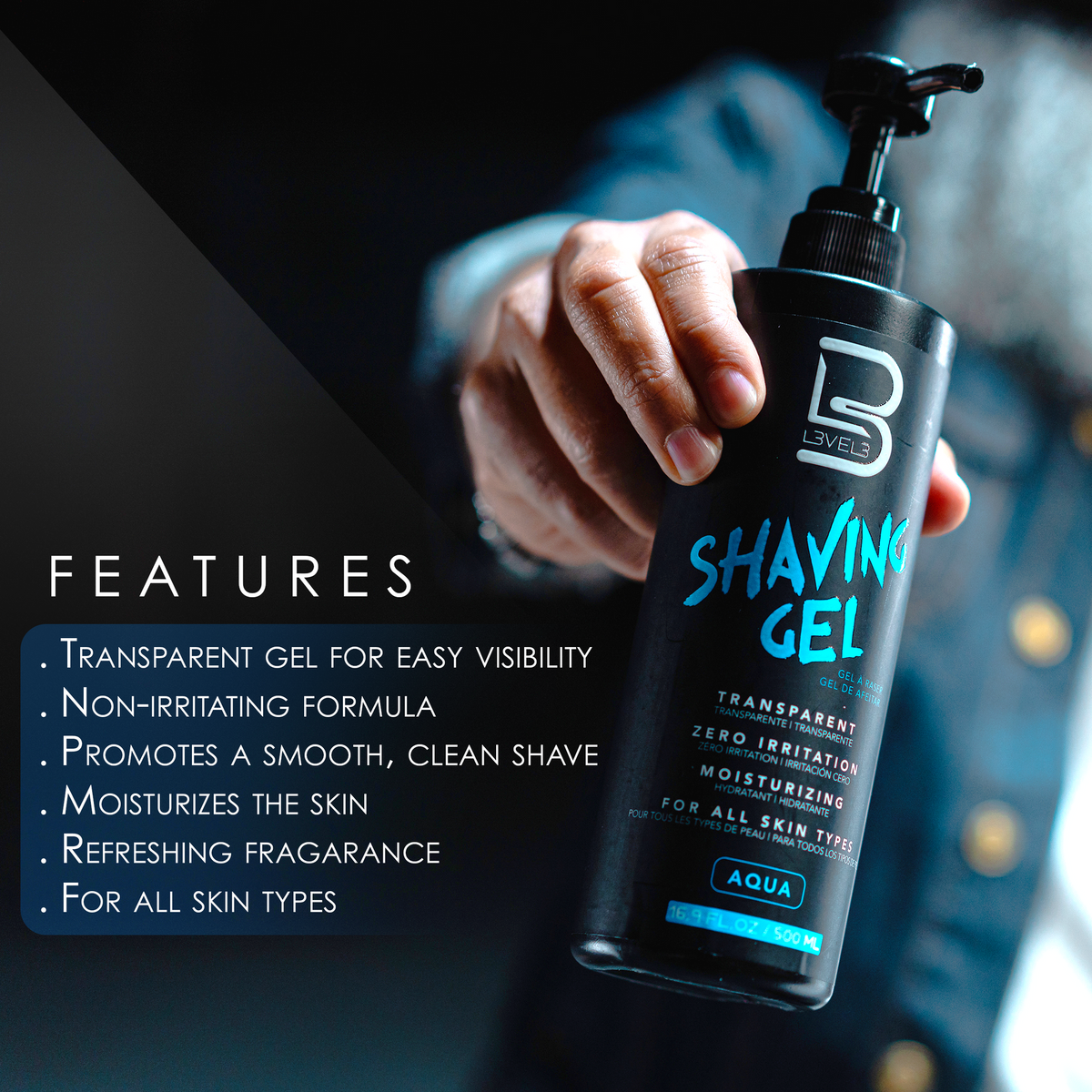 L3VEL3 Transparent Shaving Gel - SMALL - Aqua