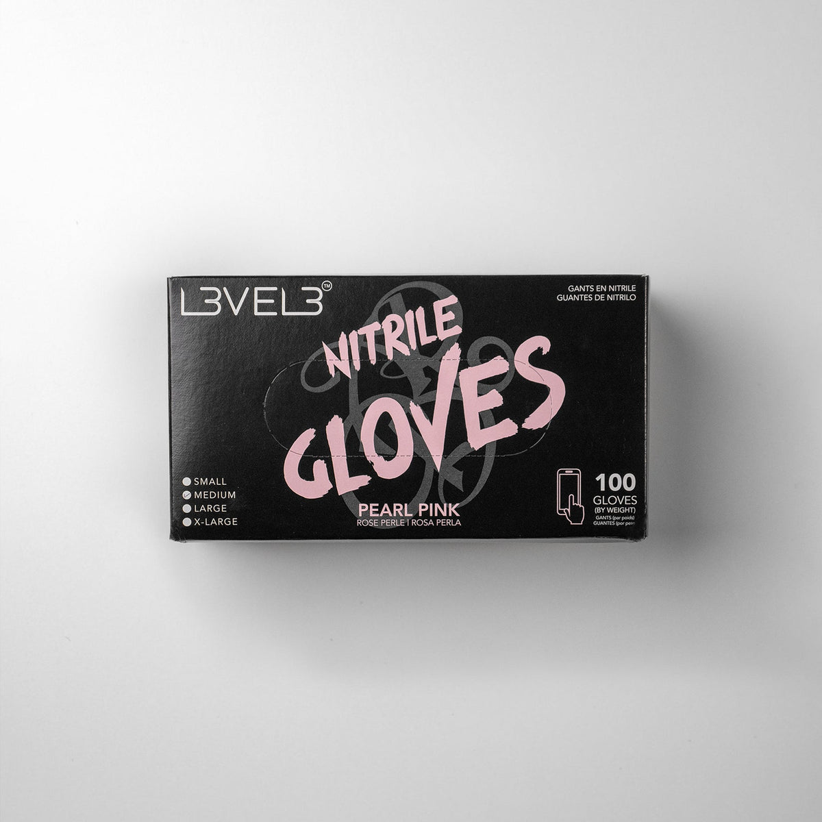 L3VEL3 Professional Nitrile Gloves Pearl Pink - 100 Pack