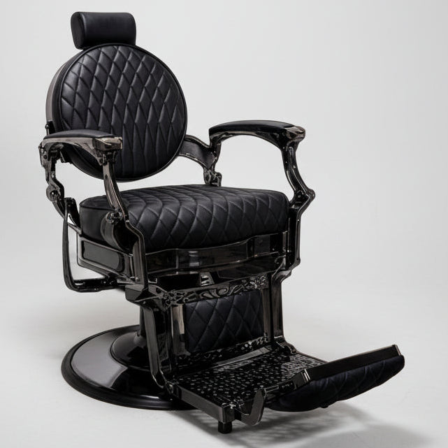 Prague Black Chrome Vintage Style Barber Chair