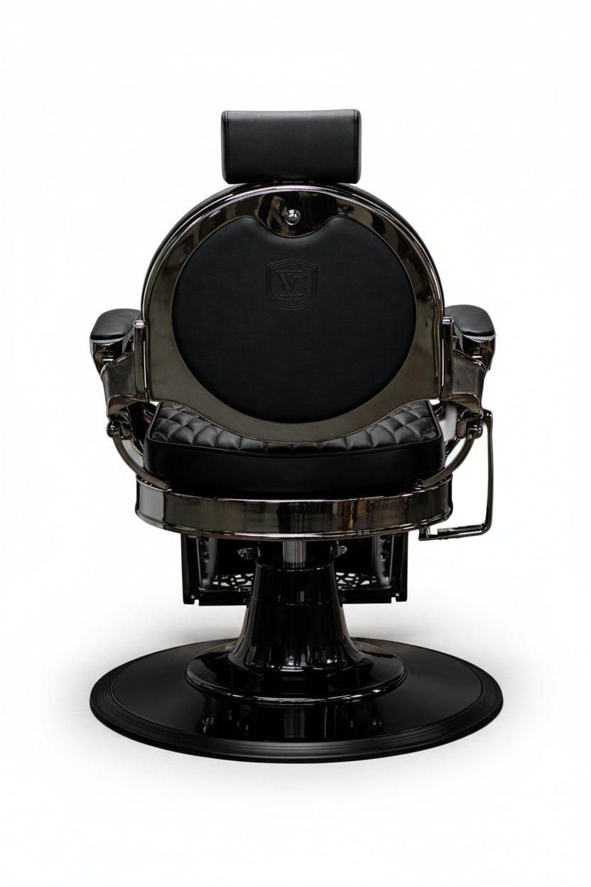Prague Black Chrome Vintage Style Barber Chair